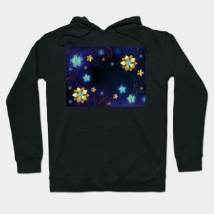 Blue Background with Flowers Hoodie